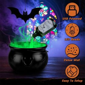 Halloween Floating Potion Bottle Decor With Witch Cauldron - 2-in-1 USB-Powered Green Mist Maker & 4 LED Lights, IPX8 Waterproof, Splash Guard In (Option: defaulttitle)