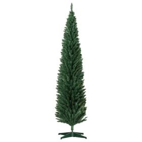 8ft Unlit Pencil Artificial Christmas Tree with Realistic Branches and 618 Tips, Plastic Base, Green (Option: Green-900x200x220 mm)